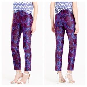 NWT J.Crew midnight floral silk cropped pants